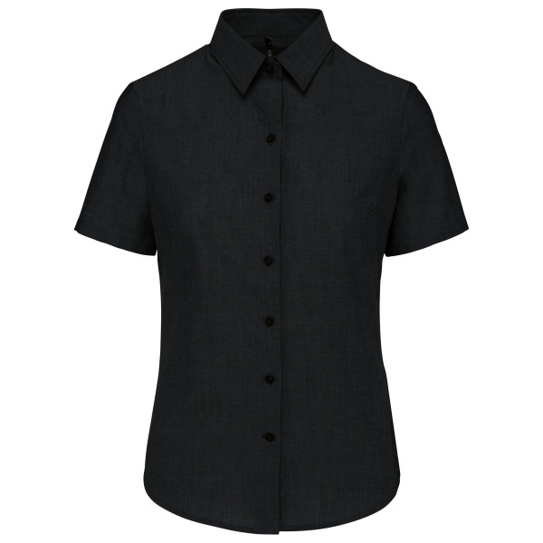 Dames oxford blouse korte mouwen Black XXL