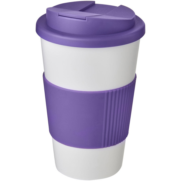 Americano® 350 ml tumbler with grip & spill-proof lid - White/Purple