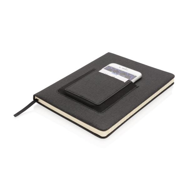 Luxe A5 Notitieboek met telefoonvak, zwart