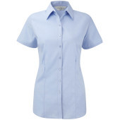Ladies Short Sleeve Herringbone Shirt Light Blue XS