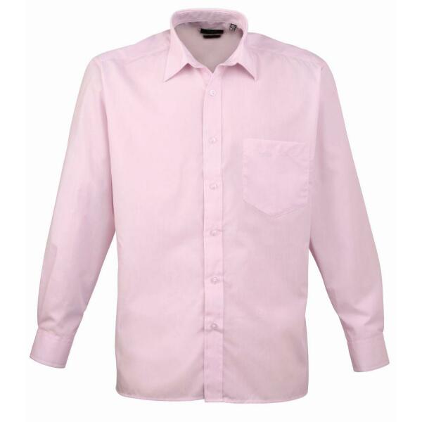 Long Sleeve Poplin Shirt, Pink, 15.5, Premier