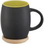 Hearth 400 ml mok met houten onderzetter - Zwart/Lime