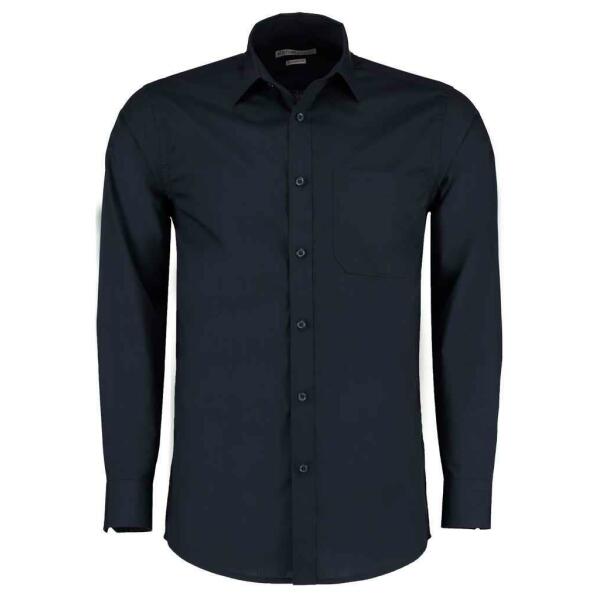 Long Sleeve Tailored Poplin Shirt, Dark Navy, 19.5, Kustom Kit
