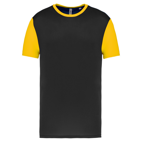 Volwassen tweekleurige jersey met korte mouwen Black / Sporty Yellow L