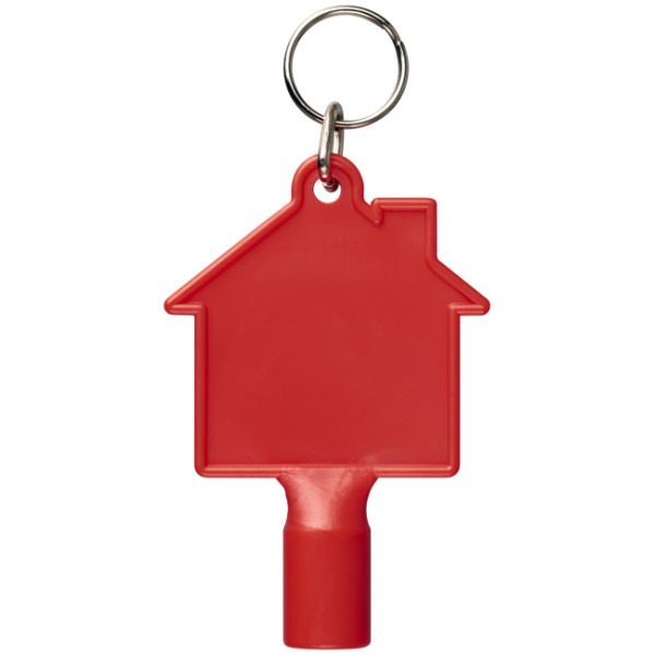 Maximilian huisvormige meterbox-sleutel met sleutelhanger - Rood