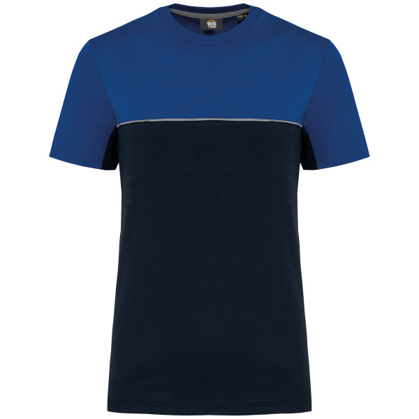 Ecologisch en tweekleurig uniseks T-shirt met korte mouwen Navy / Royal Blue 5XL