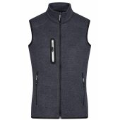 Men's Knitted Fleece Vest - dark-grey-melange/silver - S