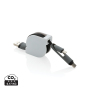 3-in-1 kabel met oprolmechanisme, zwart