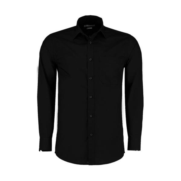 Tailored Fit Poplin Shirt - Black - S; 14.5"