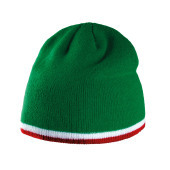 Beanie with contrasttwo-tone band Kelly Green / White / Red One Size