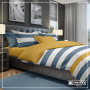 Bed Set Stripe Single beds - Indigo / Gold