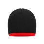 MB7584 Beanie with Contrasting Border - black/red - one size