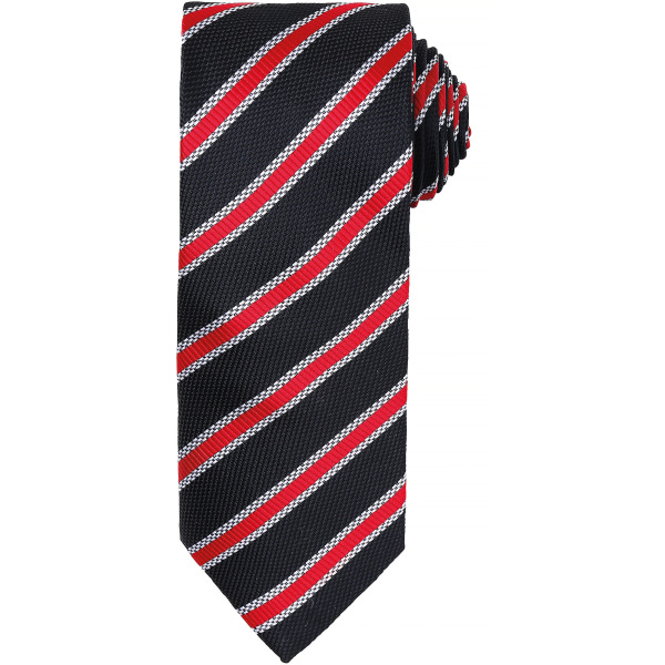 Waffle Stripe tie Black / Red One Size