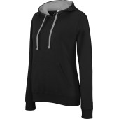 Damessweater met capuchon in contrasterende kleur Black / Fine Grey S