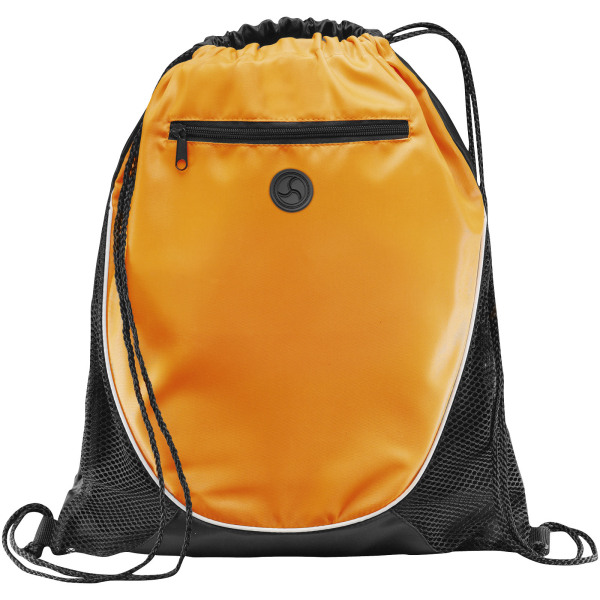 Peek zippered pocket drawstring backpack 5L - Orange/Solid black