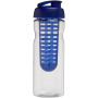 H2O Active® Base 650 ml sportfles en infuser met flipcapdeksel - Transparant/Blauw