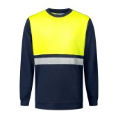 Santino Sweater  O-hals Helsinki Real Navy / Fluor Yellow XL