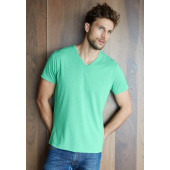 Heren-t-shirt V-hals polykatoen Blue Heather S