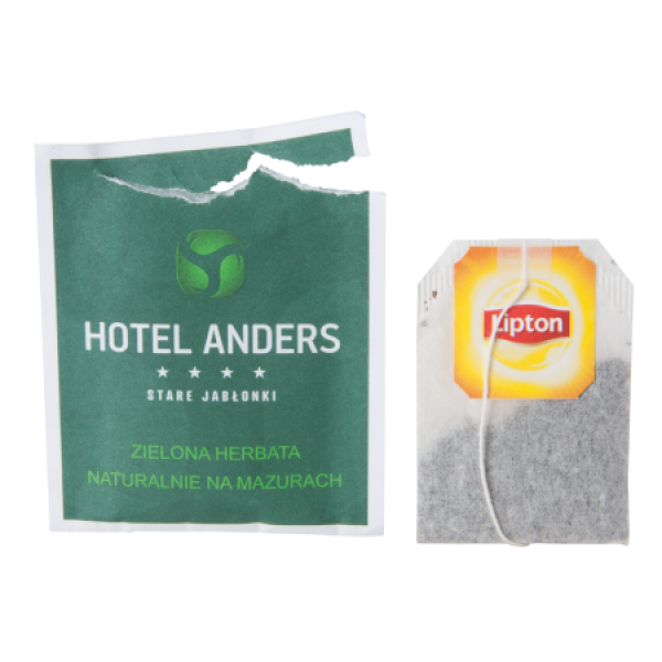 Lipton tea-bag in printed cover up to full colour imprint