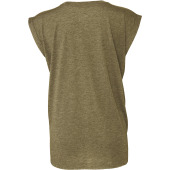Ladies' flowy rolled-cuff T-shirt Heather Olive XL