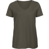 Organic Cotton Inspire V-neck T-shirt / Woman Khaki XS