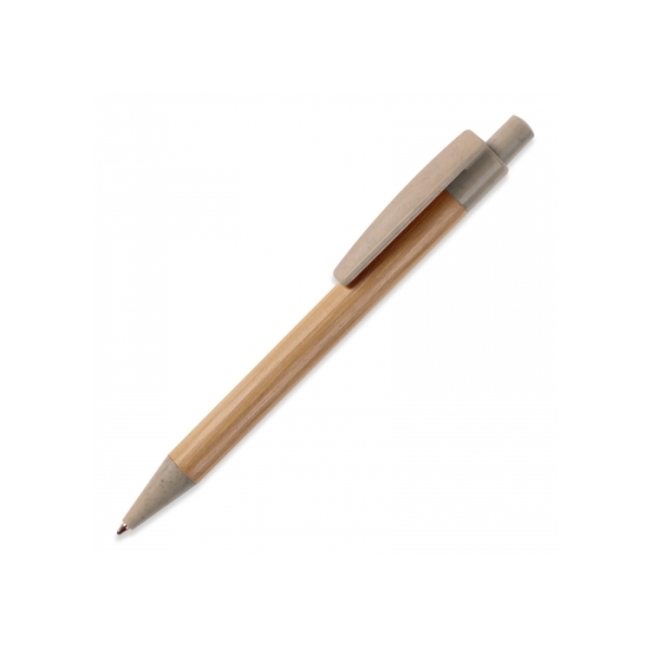 Ball pen bamboe met tarwestro - Grijs