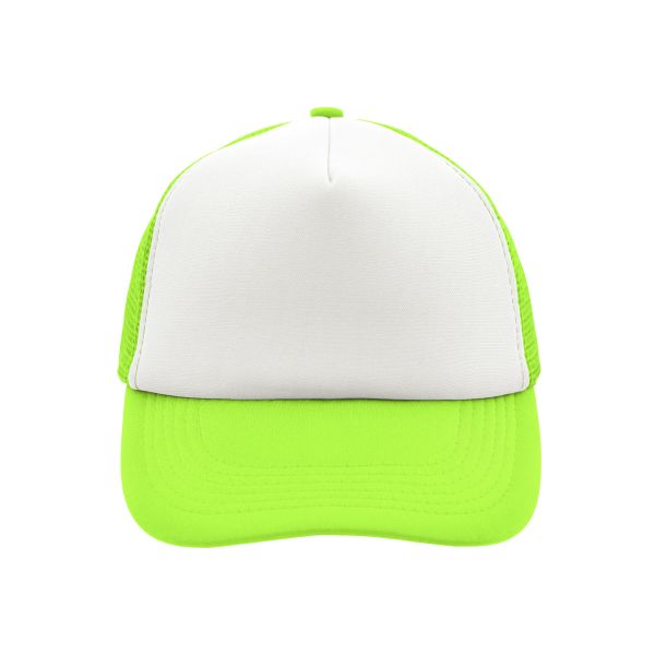 MB070 5 Panel Polyester Mesh Cap - white/neon-yellow - one size