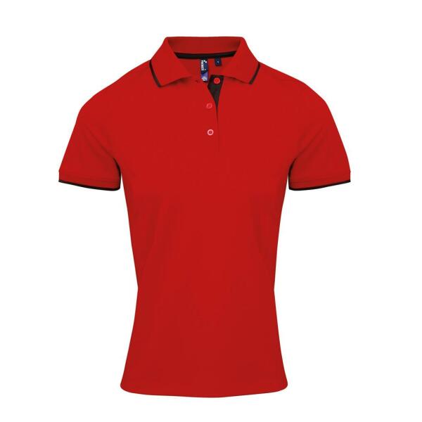 Ladies Contrast Coolchecker® Piqué Polo Shirt, Red/Black, XXL, Premier