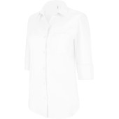 Ladies’ easy-care 3/4 sleeve polycotton poplin shirt White S