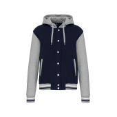 College jacket met capuchon unisex Navy / Oxford Grey / White XS