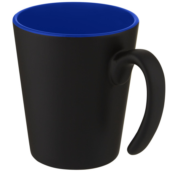 Oli 360 ml ceramic mug with handle - Blue/Solid black