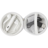ABS etui met oortelefoons Aria wit