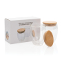 Dubbelwandig borosilicaatglas met bamboe deksel 250ml set, transparant