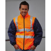 Fluo Quilted Jacket with Zip-Off Sleeves - Fluo Orange - 3XL