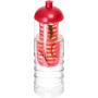 H2O Active® Treble 750 ml drinkfles en infuser met koepeldeksel - Transparant/Rood
