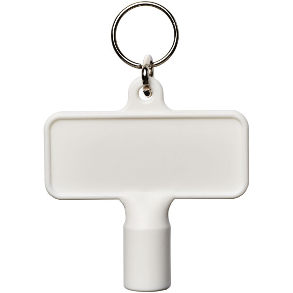 Maximilian rectangular utility key keychain  - White
