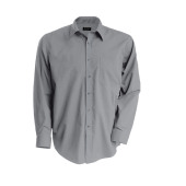 Men's easy-care polycotton poplin shirt Silver XS
