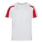 AWDis Cool Contrast Wicking T-Shirt, Arctic White/Fire Red, L, Just Cool