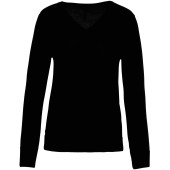 Dames pullover merinowol V-hals Black XS