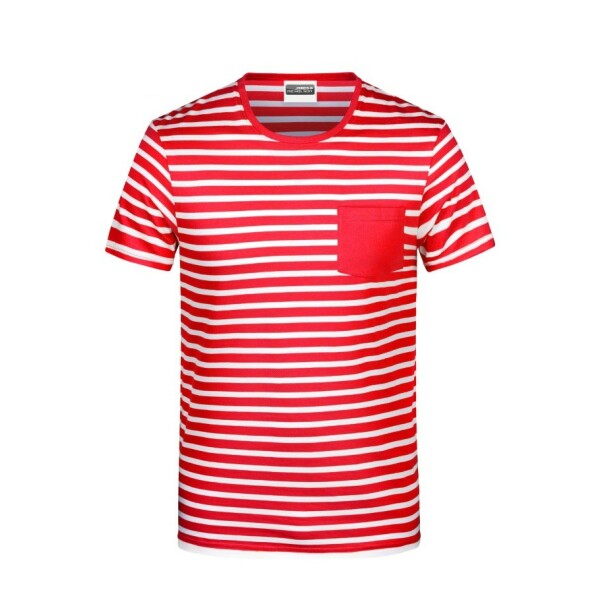 Men's T-Shirt Striped - red/white - XL