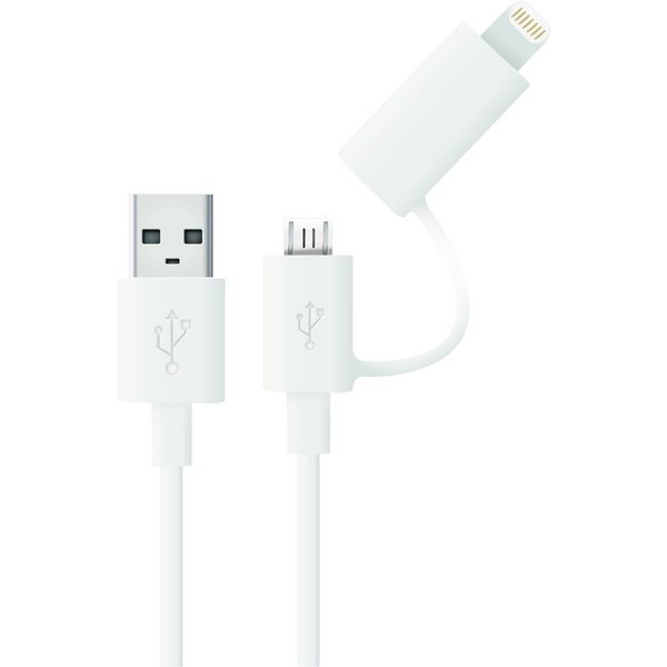 2-in-1 Micro USB cable with MFI iPhone 5/6 adapter