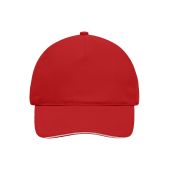MB035 5 Panel Sandwich Cap - red/white - one size