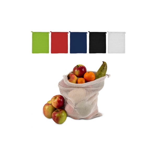 Herbruikbaar groente & fruit zakje OEKO-TEX® katoen 25x30cm - Wit