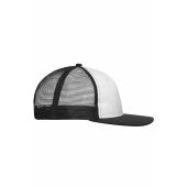 MB6240 6 Panel Flat Peak Cap - white/black - one size