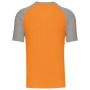 Baseball > Short-sleeved two-tone t-shirt Orange / Light Grey S