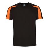 AWDis Cool Contrast Wicking T-Shirt, Jet Black/Electric Orange, S, Just Cool