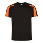 AWDis Cool Contrast Wicking T-Shirt, Jet Black/Electric Orange, L, Just Cool