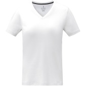Somoto Dames T-shirt met V-hals en korte mouwen - Wit - XS