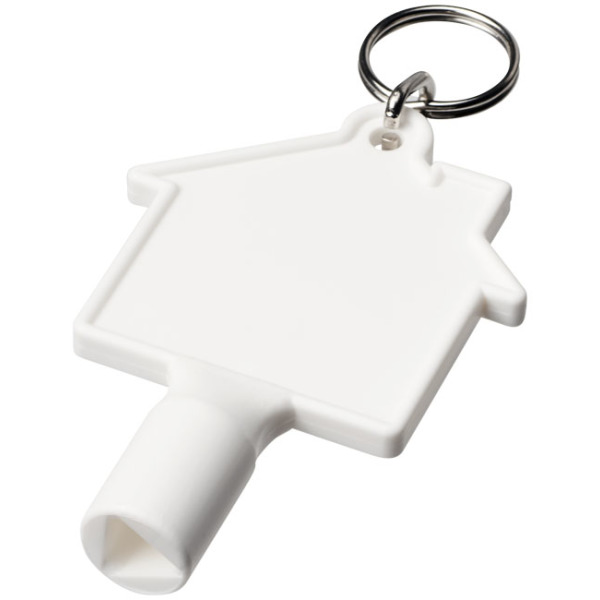 Maximilian huisvormige nuts-sleutel met sleutelhanger - Wit