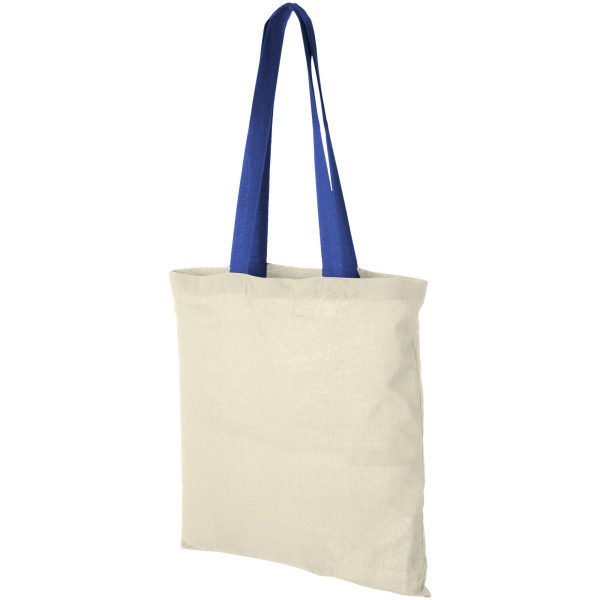 Nevada 100 g/m² cotton tote bag coloured handles 7L - Natural/Royal blue
